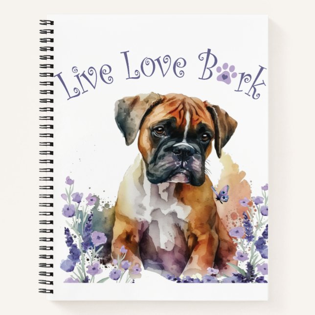 Boxer Dog Mum Floral Notebook (Front)