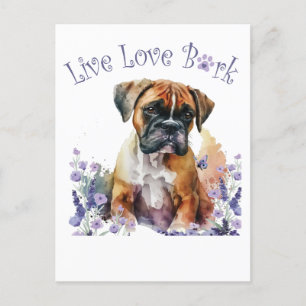 Boxer Dog Mum Floral Postcard