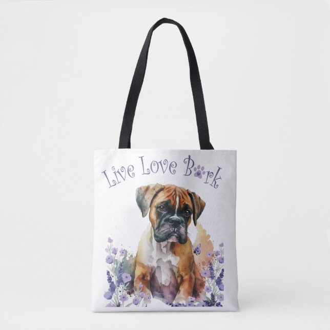 Boxer Dog Mum Floral Tote Bag (Front)