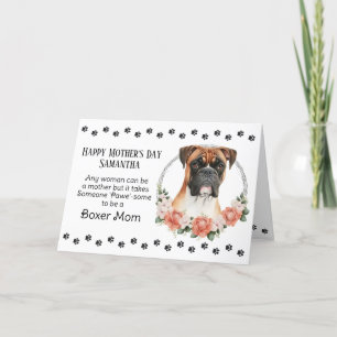 Boxer Dog Mum Florals Mother's Day Verse Holiday Card