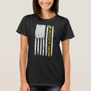 Boxer Dog Mum Vintage Patriotic With American Flag T-Shirt