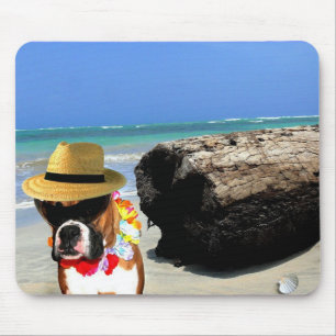 boxer dog on the beach mousepad