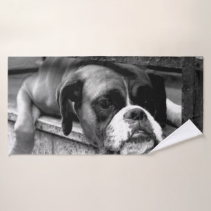 Boxer Dog On Windowsill btcna Bath Towel Set
