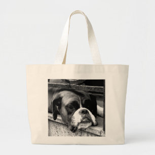 Boxer Dog On Windowsill jta Large Tote Bag