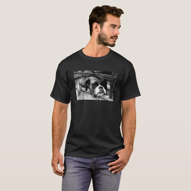 Boxer Dog On Windowsill mccna T-Shirt (Front Full)