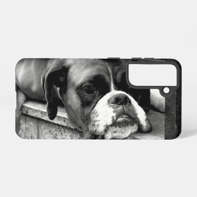 Boxer Dog On Windowsill sgcna Samsung Galaxy S21 Case (Back Horizontal)