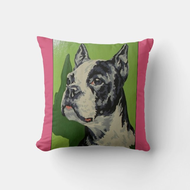 boxer dog paint by numbers vintage pillow (Front)