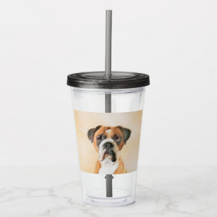 Boxer Dog Painting Uncropped Original Animal Art Acrylic Tumbler