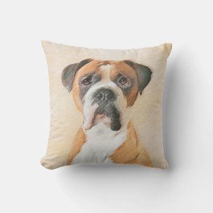 Boxer Dog Painting Uncropped Original Animal Art Cushion