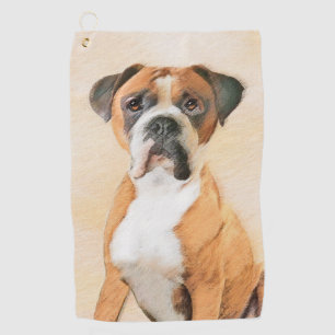 Boxer Dog Painting Uncropped Original Animal Art Golf Towel