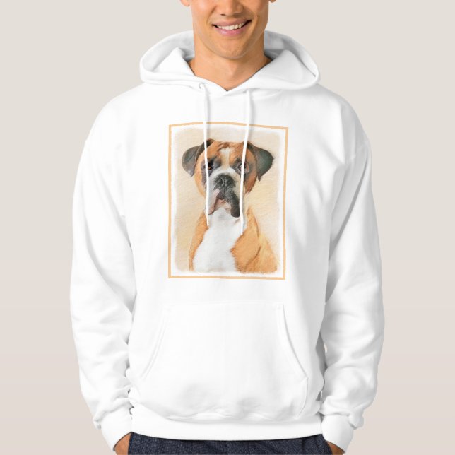 Boxer Dog Painting Uncropped Original Animal Art Hoodie (Front)