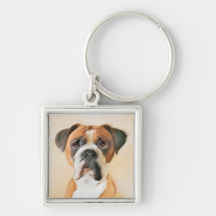 Boxer Dog Painting Uncropped Original Animal Art Key Ring