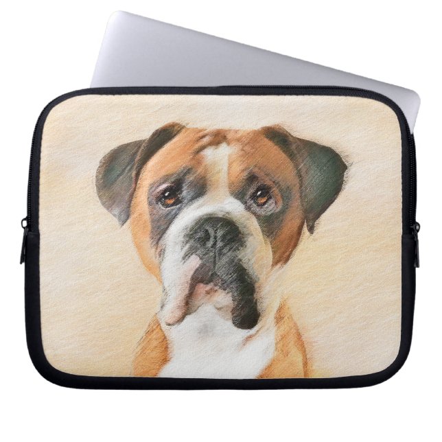 Boxer Dog Painting Uncropped Original Animal Art Laptop Sleeve (Front)