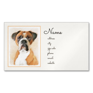 Boxer Dog Painting Uncropped Original Animal Art Magnetic Business Card