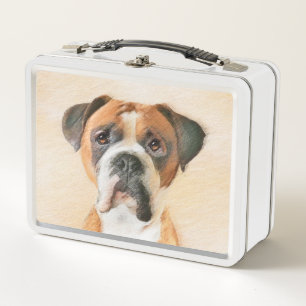 Boxer Dog Painting Uncropped Original Animal Art Metal Lunch Box