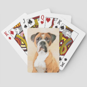Boxer Dog Painting Uncropped Original Animal Art Playing Cards
