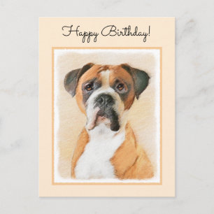 Boxer Dog Painting Uncropped Original Animal Art Postcard