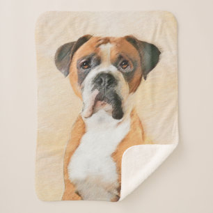 Boxer Dog Painting Uncropped Original Animal Art Sherpa Blanket