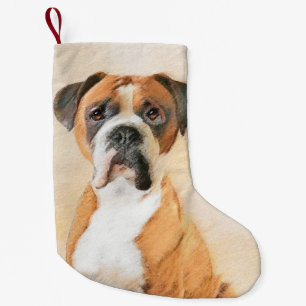 Boxer Dog Painting Uncropped Original Animal Art Small Christmas Stocking