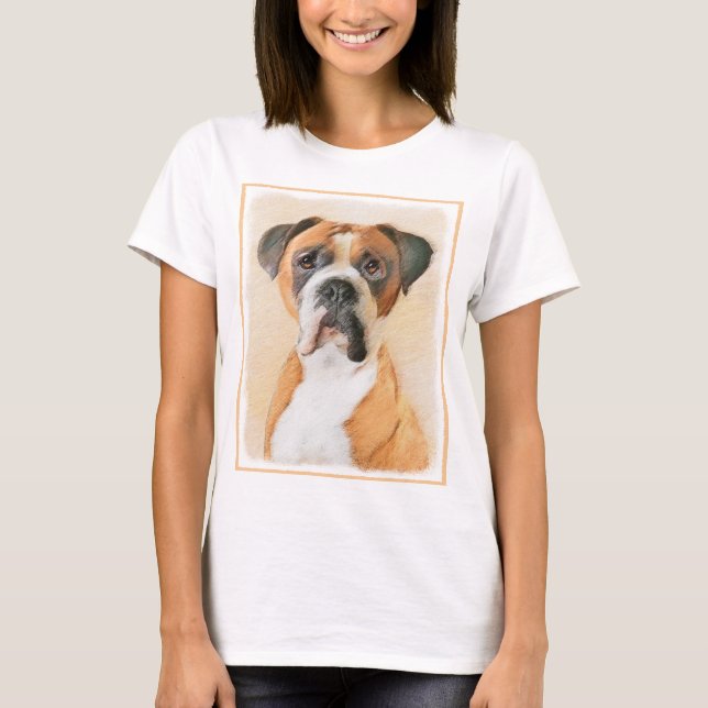 Boxer Dog Painting Uncropped Original Animal Art T-Shirt (Front)