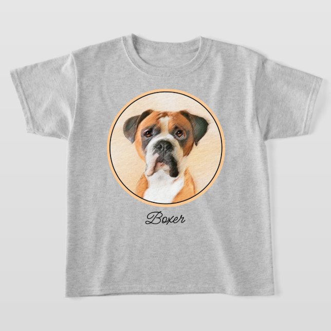 Boxer Dog Painting Uncropped Original Animal Art T-Shirt (Laydown)