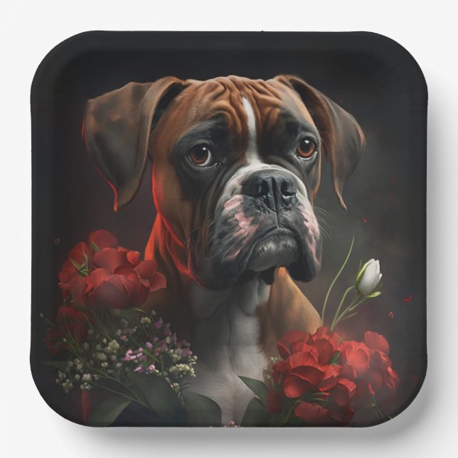 Boxer dog paper plates (Front)