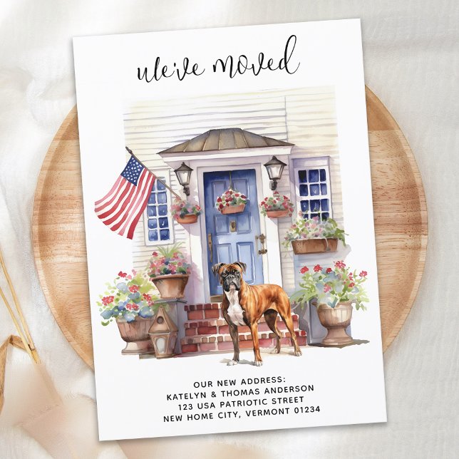 Boxer Dog Patriotic Personalised Pet Moving Announcement (Creator Uploaded)