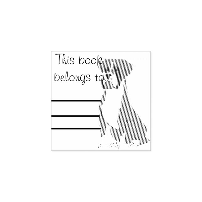 Boxer Dog Personal Library Book Stamp (Imprint)