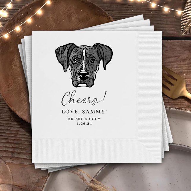 Boxer Dog Personalised Cheers Napkins (Creator Uploaded)