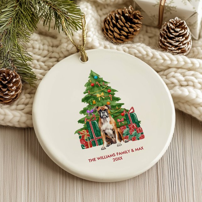 Boxer Dog Personalised Christmas Ceramic Tree Decoration (Creator Uploaded)