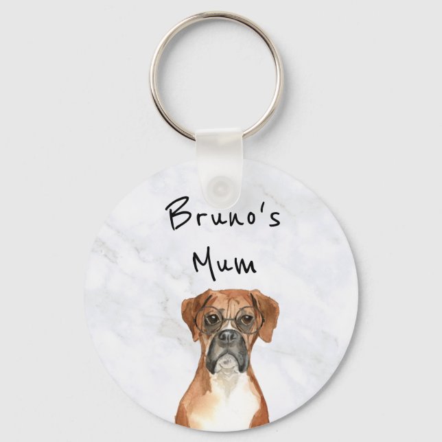 Boxer Dog Personalised Key Ring (Front)
