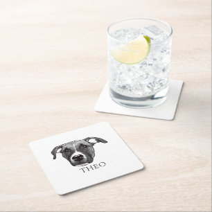 Boxer Dog Personalised Square Paper Coaster