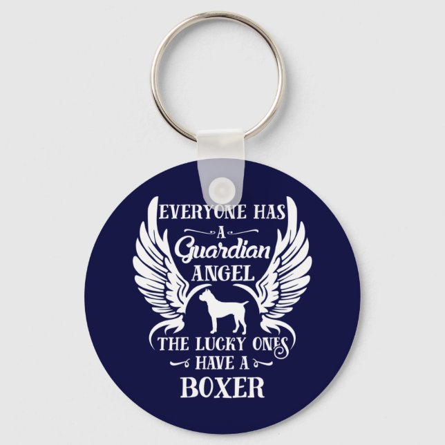Boxer dog pet guardian angel key ring (Front)
