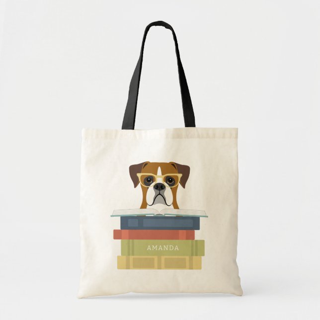 Boxer Dog Pink Cirlce Tote Bag (Front)