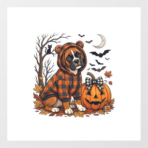 Boxer Dog Plaid Hoodie Halloween Pumpkin Bats_1