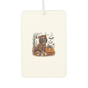 Boxer Dog Plaid Hoodie Halloween Pumpkin Bats_1 Car Air Freshener