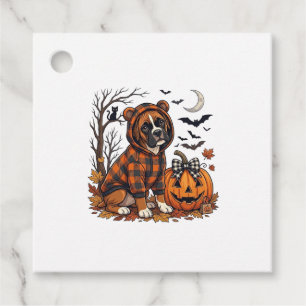 Boxer Dog Plaid Hoodie Halloween Pumpkin Bats_1 Favour Tags