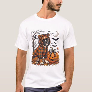 Boxer Dog Plaid Hoodie Halloween Pumpkin Bats_1 T-Shirt