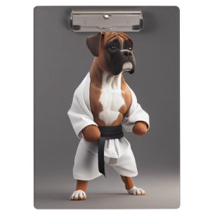 Boxer Dog Play Karate, Boxer Dog Karate Player Clipboard