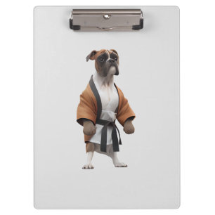 Boxer Dog Play Karate, Karate Champion Boxer Dog Clipboard
