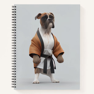 Boxer Dog Play Karate, Karate Champion Boxer Dog Notebook