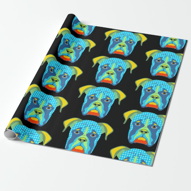 Boxer Dog Pop Art Wrapping Paper (Unrolled)