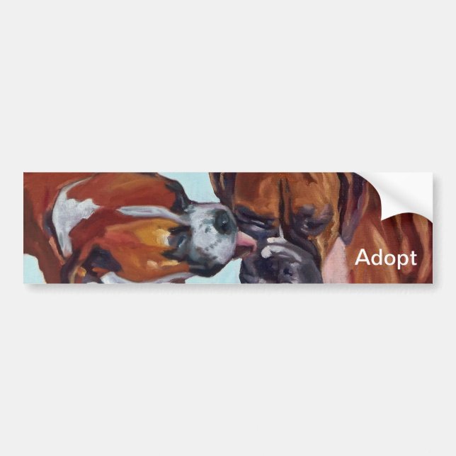 Boxer Dog Portrait Bumper Sticker (Front)