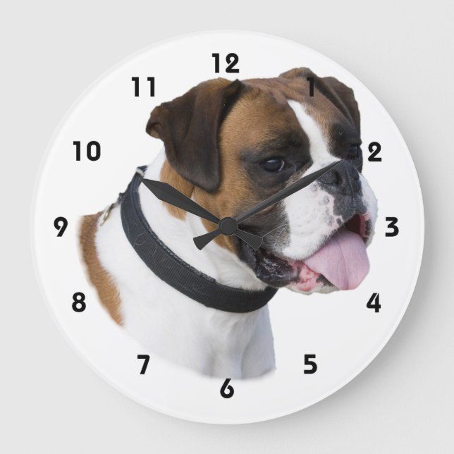 Boxer dog portrait photo large clock (Front)