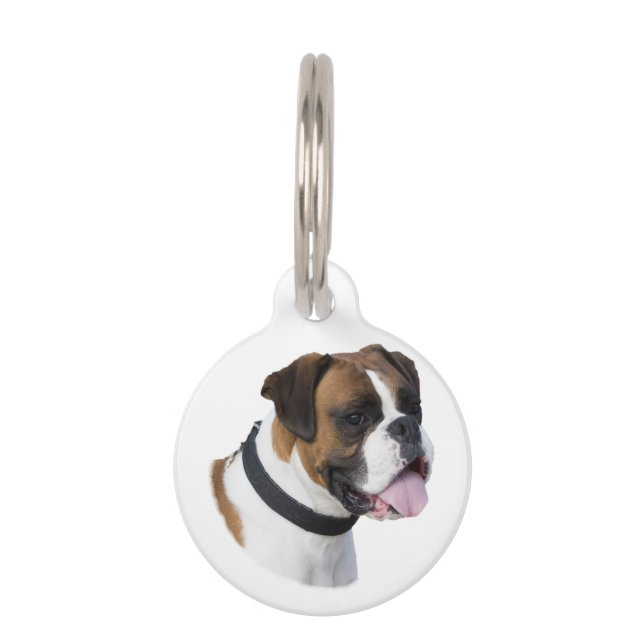 Boxer dog portrait photo pet tag (Front)