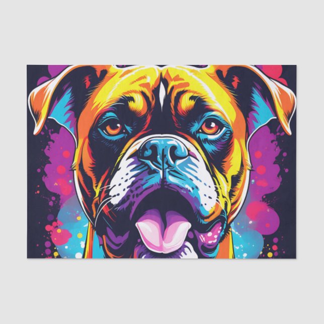 Boxer Dog Portrait Pop Art Tissue Paper (Front)