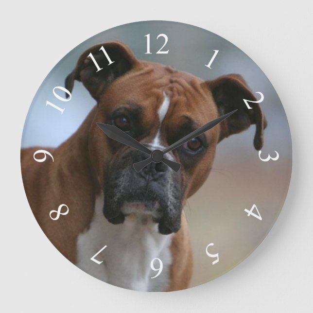 Boxer dog Portrait Round Wall Clock (Front)