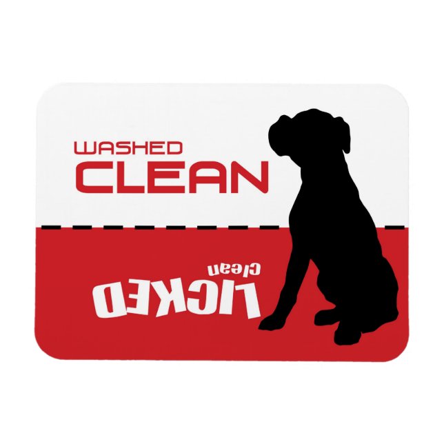 Boxer Dog, Puppy Dishwasher Magnet - Licked Clean (Horizontal)