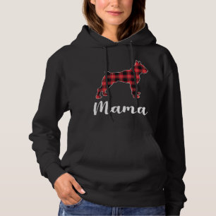 Boxer Dog Puppy Red plaid funny Christmas Hoodie