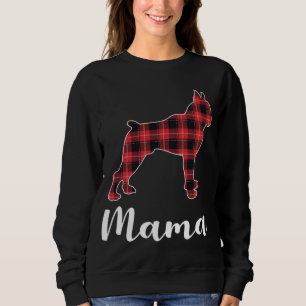 Boxer Dog Puppy Red plaid funny Christmas Sweatshirt